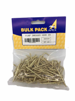 Dresser Hooks 1.25Inch E/B 100pc Dresser Hooks 1.25Inch E/B 100pc